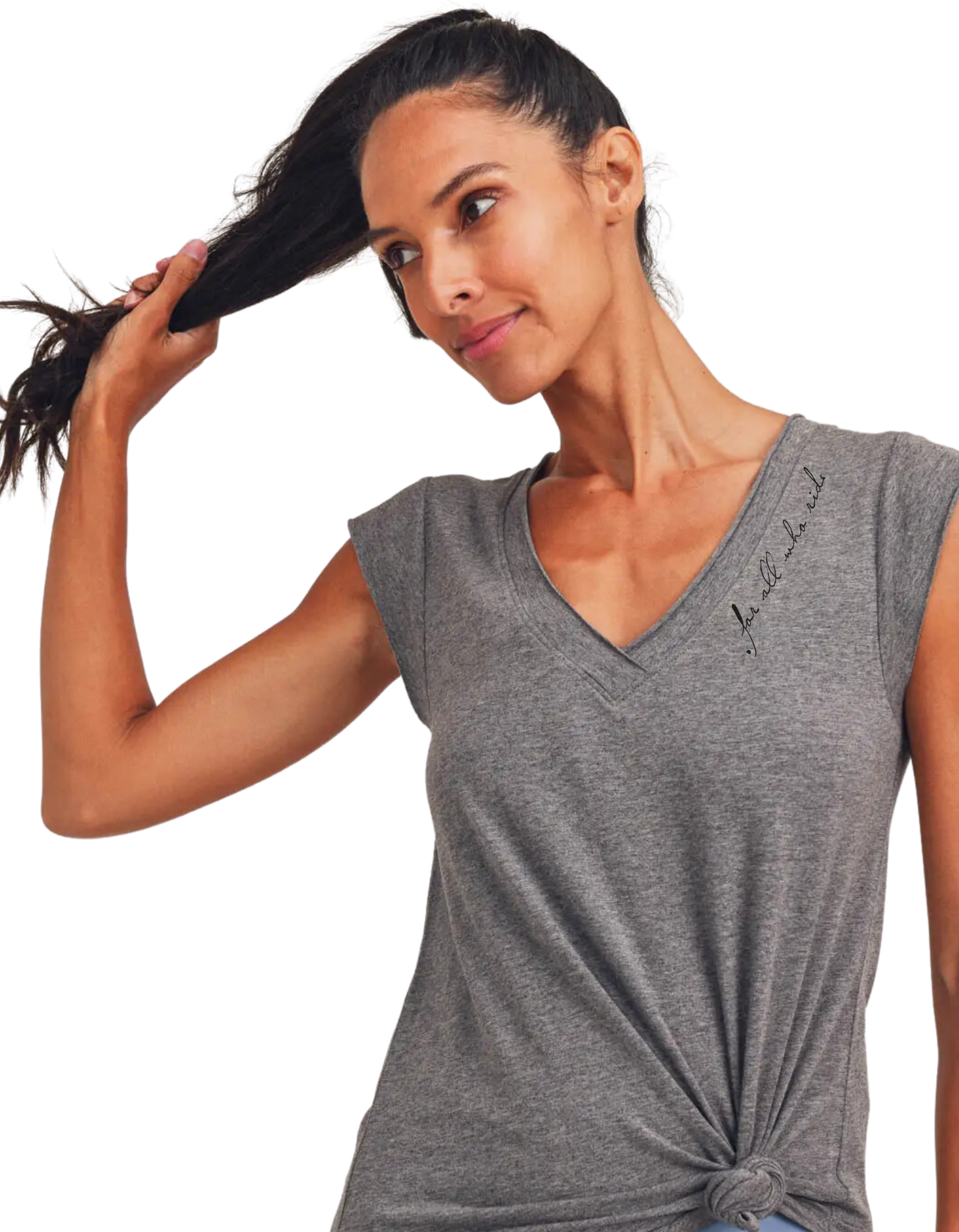 Raw Hem V-Neck Tee