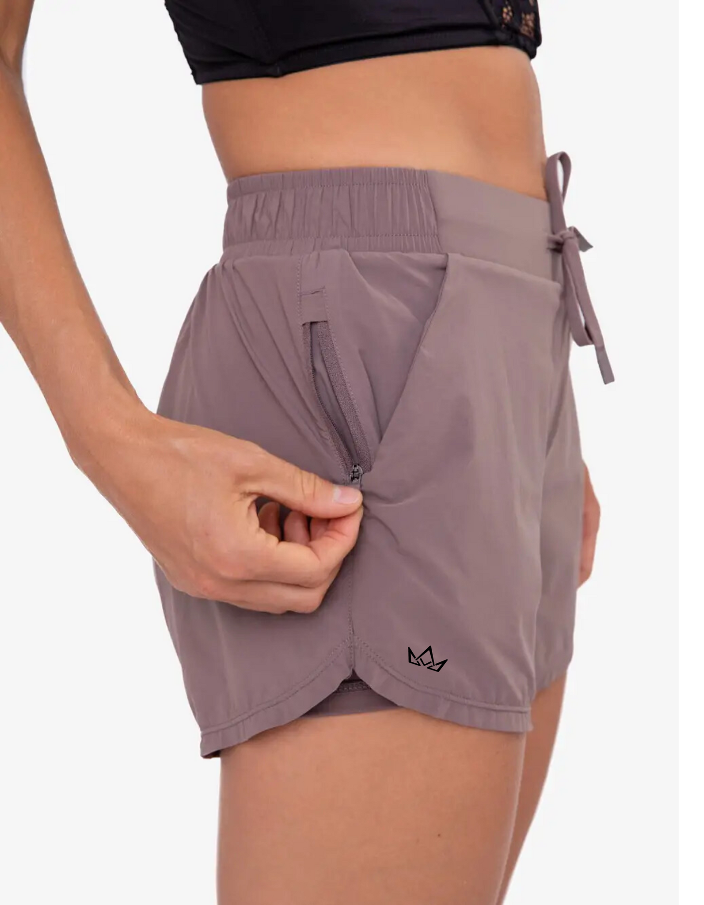 Lined Curve Hem Shorts