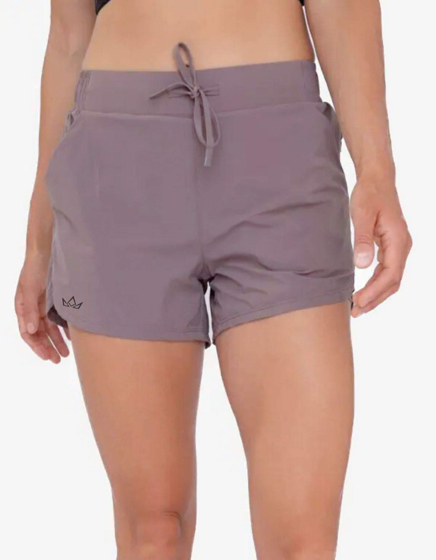 Lined Curve Hem Shorts