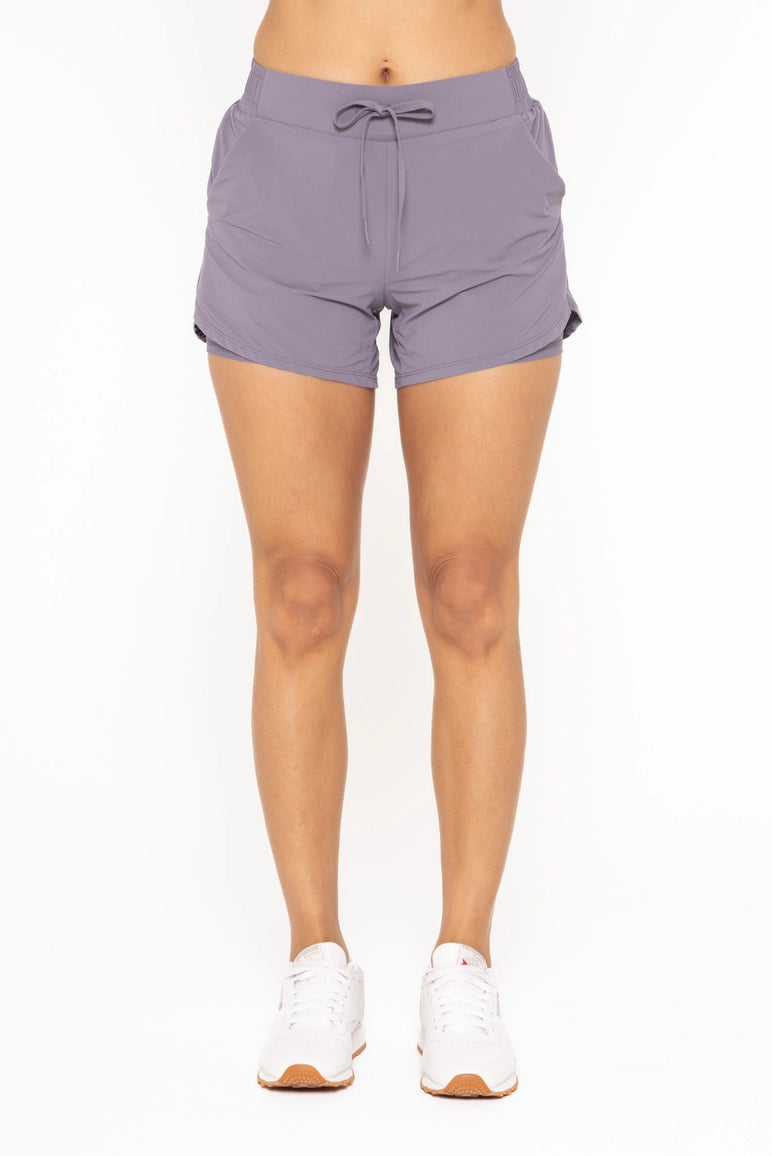 Lined Curve Hem Shorts