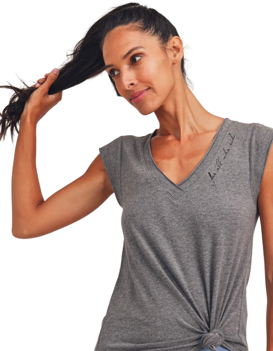 Raw Hem V-Neck Tee