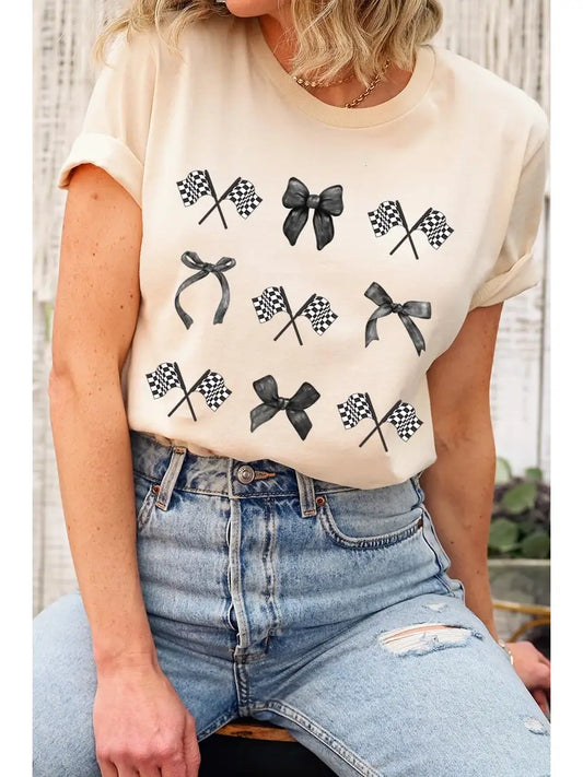 Check and Bow Tee