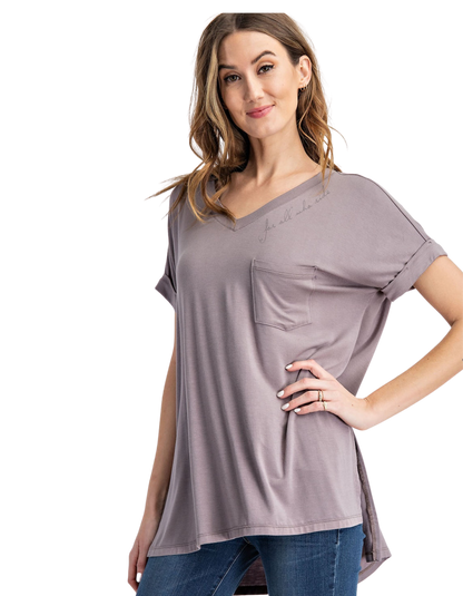 V Neck Oversize Pocket Tee