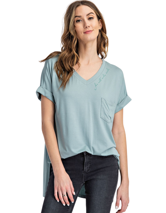 V Neck Oversize Pocket Tee